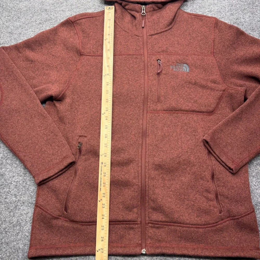 The North Face Mens Gordon Lyons Full Zip Hoodie Red Heather Fleece Jacket L